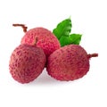 Fresh lychees isolated on a white background