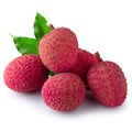 Fresh lychees isolated on a white background