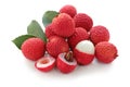 Fresh lychees on white background Royalty Free Stock Photo
