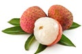 Fresh lychees on white background Royalty Free Stock Photo