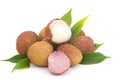 Fresh lychees on white background Royalty Free Stock Photo