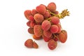 Fresh lychees on white background Royalty Free Stock Photo