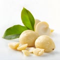 Fresh macadamia nuts isolated on white background Royalty Free Stock Photo