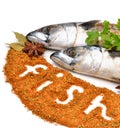 Fresh mackerel fish with parsleyand spices Royalty Free Stock Photo