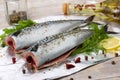 Fresh mackerel in foil with vegetable oil and spices Royalty Free Stock Photo