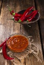 Fresh made Chili Sauce (Sambal Oelek) Royalty Free Stock Photo