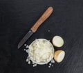 Fresh made Diced white onions Royalty Free Stock Photo
