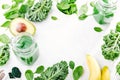 Fresh made green smoothie in bottle Royalty Free Stock Photo