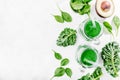 Fresh made green smoothie in bottle Royalty Free Stock Photo