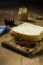 Fresh made peanut butter and jelly sandwich Royalty Free Stock Photo