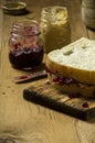 Fresh made peanut butter and jelly sandwich Royalty Free Stock Photo