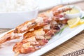 Fresh made Prawns on a spit Royalty Free Stock Photo