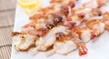 Fresh made Prawns on a spit Royalty Free Stock Photo