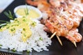 Fresh made Prawns on a spit Royalty Free Stock Photo