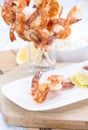 Fresh made Prawns on a spit Royalty Free Stock Photo