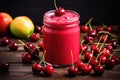 fresh-made smoothie with topped with a cherry Royalty Free Stock Photo