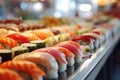 Fresh made sushi in a grocery store in a close-up shot, macro shot - made with Generative AI tools