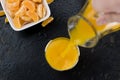 Fresh made Tangerine Juice close-up shot Royalty Free Stock Photo