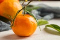 Fresh mandarin oranges fruit with leaves