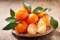 Fresh mandarin oranges fruit or tangerines with leaves Royalty Free Stock Photo