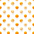 Fresh mandarine Seamles pattern. Ripe fruit tangerines seamless pattern. Fresh citrus isolated on white background pattern. Flat