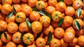 Fresh mandarins background, background with mandarins. Generative AI. Royalty Free Stock Photo