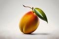 fresh mango fruit with green leafs isolated. Royalty Free Stock Photo