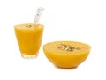 Fresh mango fruit juice on white background Royalty Free Stock Photo