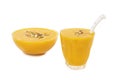 Fresh mango fruit juice on white background Royalty Free Stock Photo