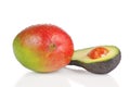 Fresh mango and half of avocado Royalty Free Stock Photo