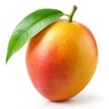 Fresh Mango with Leaf on Isolated White Background Royalty Free Stock Photo