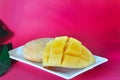 Fresh Mango on Pink Background in Summer Concept Royalty Free Stock Photo