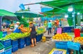 Fresh mangoes and oranges in Mahanak Fruit Market of Bangkok, Thailand Royalty Free Stock Photo