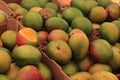 Fresh mangos on a market stall Royalty Free Stock Photo