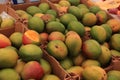 Fresh mangos on a market stall Royalty Free Stock Photo