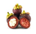 Fresh mangosteen on white background Royalty Free Stock Photo