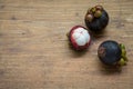 Fresh Mangosteen on wood