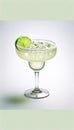 Fresh Margarita cocktail with salt and a green lime isolated on the transparent background