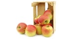 Fresh Maribelle apples in a wooden crate Royalty Free Stock Photo