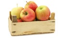 Fresh Maribelle apples in a wooden crate Royalty Free Stock Photo