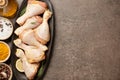 Fresh marinated chicken legs for cooking