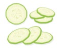 Fresh marrow vegetables sliced slices isolated on white background. Rings of zucchini. Vector Illustration