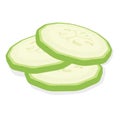 Fresh marrow vegetables sliced slices isolated on white background. Rings of zucchini. Vector Illustration