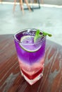 iced grape syrup with fresh lemon and mint leaves