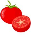 Fresh mature whole and half tomato