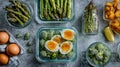 Fresh Meal Prep with Nutrition-Focused Ingredients and Simple Routine Royalty Free Stock Photo