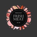 Fresh meat banner template. Butcher shop, fresh farm market goods.