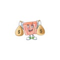 Fresh meat cartoon with holding money bag character shape