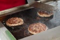 Fresh meat cutlets in a frying pan grill Royalty Free Stock Photo