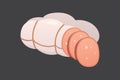 Fresh meat product. Sausage vector illustration in cartoon style.